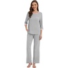 image:imageWiWi Viscose from Bamboo Womens Pajamas Set Super Soft 34 Sleeve Tops and Pants Sleepwear Cooling Pjs with Pockets SXXLLight Heather Grey