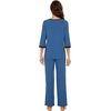 image:imageWiWi Viscose from Bamboo Womens Pajamas Set Super Soft 34 Sleeve Tops and Pants Sleepwear Cooling Pjs with Pockets SXXLPrussian Blue