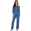 image:imageWiWi Viscose from Bamboo Womens Pajamas Set Super Soft 34 Sleeve Tops and Pants Sleepwear Cooling Pjs with Pockets SXXLPrussian Blue