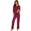 image:imageWiWi Viscose from Bamboo Womens Pajamas Set Super Soft 34 Sleeve Tops and Pants Sleepwear Cooling Pjs with Pockets SXXLWine