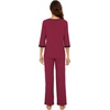 image:imageWiWi Viscose from Bamboo Womens Pajamas Set Super Soft 34 Sleeve Tops and Pants Sleepwear Cooling Pjs with Pockets SXXLWine