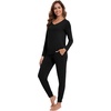 image:imageWiWi Womens 2 Piece Bamboo from Viscose Pajama Set Long Sleeve Top Jogger Pants Loungewear Pjs Sets SXXLBlack