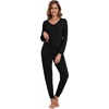 image:imageWiWi Womens 2 Piece Bamboo from Viscose Pajama Set Long Sleeve Top Jogger Pants Loungewear Pjs Sets SXXLBlack