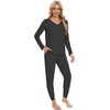 image:imageWiWi Womens 2 Piece Bamboo from Viscose Pajama Set Long Sleeve Top Jogger Pants Loungewear Pjs Sets SXXLCharcoal Heather
