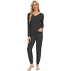 image:imageWiWi Womens 2 Piece Bamboo from Viscose Pajama Set Long Sleeve Top Jogger Pants Loungewear Pjs Sets SXXLCharcoal Heather