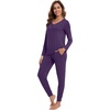 image:imageWiWi Womens 2 Piece Bamboo from Viscose Pajama Set Long Sleeve Top Jogger Pants Loungewear Pjs Sets SXXLDark Purple