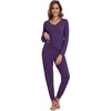 image:imageWiWi Womens 2 Piece Bamboo from Viscose Pajama Set Long Sleeve Top Jogger Pants Loungewear Pjs Sets SXXLDark Purple