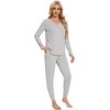 image:imageWiWi Womens 2 Piece Bamboo from Viscose Pajama Set Long Sleeve Top Jogger Pants Loungewear Pjs Sets SXXLLight Heather Grey