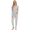 image:imageWiWi Womens 2 Piece Bamboo from Viscose Pajama Set Long Sleeve Top Jogger Pants Loungewear Pjs Sets SXXLLight Heather Grey