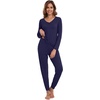 image:imageWiWi Womens 2 Piece Bamboo from Viscose Pajama Set Long Sleeve Top Jogger Pants Loungewear Pjs Sets SXXLNavy