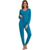 image:imageWiWi Womens 2 Piece Bamboo from Viscose Pajama Set Long Sleeve Top Jogger Pants Loungewear Pjs Sets SXXLTeal Blue