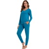 image:imageWiWi Womens 2 Piece Bamboo from Viscose Pajama Set Long Sleeve Top Jogger Pants Loungewear Pjs Sets SXXLTeal Blue