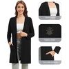 image:imageWiWi Womens Cardigan Bamboo Viscose Open Front Sweater Lightweight Knit Long Duster Coat with Pockets SXXLBlack