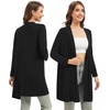 image:imageWiWi Womens Cardigan Bamboo Viscose Open Front Sweater Lightweight Knit Long Duster Coat with Pockets SXXLBlack