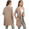 image:imageWiWi Womens Cardigan Bamboo Viscose Open Front Sweater Lightweight Knit Long Duster Coat with Pockets SXXLCamel