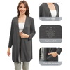 image:imageWiWi Womens Cardigan Bamboo Viscose Open Front Sweater Lightweight Knit Long Duster Coat with Pockets SXXLCharcoal Heather