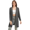 image:imageWiWi Womens Cardigan Bamboo Viscose Open Front Sweater Lightweight Knit Long Duster Coat with Pockets SXXLCharcoal Heather