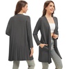 image:imageWiWi Womens Cardigan Bamboo Viscose Open Front Sweater Lightweight Knit Long Duster Coat with Pockets SXXLCharcoal Heather