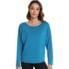 image:imageWiWi Womens Long Sleeve Shirts Pullover Tops Base Layer Slim Fit Viscose from Bamboo Tunic SXXLTeal Blue