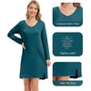 image:imageWiWi Womens Nightgown Soft Ribbed Long Sleeve Nightshirt Bamboo Viscose VNeck Sleepwear Casual Sleep Shirt SXXLBlue Opal
