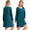 image:imageWiWi Womens Nightgown Soft Ribbed Long Sleeve Nightshirt Bamboo Viscose VNeck Sleepwear Casual Sleep Shirt SXXLBlue Opal