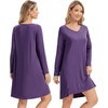 image:imageWiWi Womens Nightgown Soft Ribbed Long Sleeve Nightshirt Bamboo Viscose VNeck Sleepwear Casual Sleep Shirt SXXLDark Purple