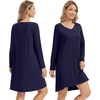 image:imageWiWi Womens Nightgown Soft Ribbed Long Sleeve Nightshirt Bamboo Viscose VNeck Sleepwear Casual Sleep Shirt SXXLNavy
