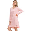 image:imageWiWi Womens Nightgown Soft Ribbed Long Sleeve Nightshirt Bamboo Viscose VNeck Sleepwear Casual Sleep Shirt SXXLPeach Pink
