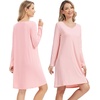 image:imageWiWi Womens Nightgown Soft Ribbed Long Sleeve Nightshirt Bamboo Viscose VNeck Sleepwear Casual Sleep Shirt SXXLPeach Pink