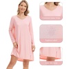 image:imageWiWi Womens Nightgown Soft Ribbed Long Sleeve Nightshirt Bamboo Viscose VNeck Sleepwear Casual Sleep Shirt SXXLPeach Pink