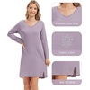image:imageWiWi Womens Nightgown Soft Ribbed Long Sleeve Nightshirt Bamboo Viscose VNeck Sleepwear Casual Sleep Shirt SXXLPurple Sage