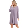 image:imageWiWi Womens Nightgown Soft Ribbed Long Sleeve Nightshirt Bamboo Viscose VNeck Sleepwear Casual Sleep Shirt SXXLPurple Sage