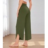 image:imageWiWi Womens Pajama Pants Viscose Bamboo Sleep Bottoms Super Soft Wide Leg Capri Pant Cooling Bottom with Pockets SXXLArmy Green