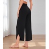 image:imageWiWi Womens Pajama Pants Viscose Bamboo Sleep Bottoms Super Soft Wide Leg Capri Pant Cooling Bottom with Pockets SXXLBlack