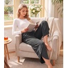 image:imageWiWi Womens Pajama Pants Viscose Bamboo Sleep Bottoms Super Soft Wide Leg Capri Pant Cooling Bottom with Pockets SXXLCharcoal Heather