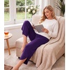 image:imageWiWi Womens Pajama Pants Viscose Bamboo Sleep Bottoms Super Soft Wide Leg Capri Pant Cooling Bottom with Pockets SXXLDark Purple