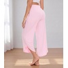 image:imageWiWi Womens Pajama Pants Viscose Bamboo Sleep Bottoms Super Soft Wide Leg Capri Pant Cooling Bottom with Pockets SXXLPink