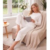 image:imageWiWi Womens Pajama Pants Viscose Bamboo Sleep Bottoms Super Soft Wide Leg Capri Pant Cooling Bottom with Pockets SXXLRaw White
