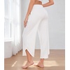 image:imageWiWi Womens Pajama Pants Viscose Bamboo Sleep Bottoms Super Soft Wide Leg Capri Pant Cooling Bottom with Pockets SXXLRaw White