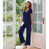 image:imageWiWi Womens Pajama Set Short Sleeve Top and Long Pants with Pockets Rayon Sleepwear Soft V Neck 2 Piece Pajamas SXXLNavy