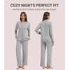 image:imageWiWi Womens Pajama Set Soft Ribbed Lounge Sets Long Seeve Sleepwear Button Down Pants Warm Nightwear PJs SXXLHeather Grey