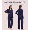 image:imageWiWi Womens Pajama Set Soft Ribbed Lounge Sets Long Seeve Sleepwear Button Down Pants Warm Nightwear PJs SXXLNavy Blue