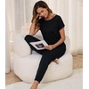 image:imageWiWi Womens Pajama Sets Short Sleeve Sleepwear Top and Jogger Pants Pjs 2 Piece Lounge Sets Viscose from Bamboo SXXLBlack