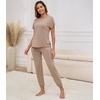 image:imageWiWi Womens Pajama Sets Short Sleeve Sleepwear Top and Jogger Pants Pjs 2 Piece Lounge Sets Viscose from Bamboo SXXLCamel