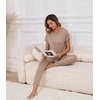 image:imageWiWi Womens Pajama Sets Short Sleeve Sleepwear Top and Jogger Pants Pjs 2 Piece Lounge Sets Viscose from Bamboo SXXLCamel