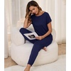 image:imageWiWi Womens Pajama Sets Short Sleeve Sleepwear Top and Jogger Pants Pjs 2 Piece Lounge Sets Viscose from Bamboo SXXLNavy
