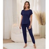 image:imageWiWi Womens Pajama Sets Short Sleeve Sleepwear Top and Jogger Pants Pjs 2 Piece Lounge Sets Viscose from Bamboo SXXLNavy