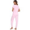 image:imageWiWi Womens Pajama Sets Short Sleeve Sleepwear Top and Jogger Pants Pjs 2 Piece Lounge Sets Viscose from Bamboo SXXLPink
