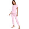 image:imageWiWi Womens Pajama Sets Short Sleeve Sleepwear Top and Jogger Pants Pjs 2 Piece Lounge Sets Viscose from Bamboo SXXLPink