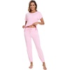 image:imageWiWi Womens Pajama Sets Short Sleeve Sleepwear Top and Jogger Pants Pjs 2 Piece Lounge Sets Viscose from Bamboo SXXLPink